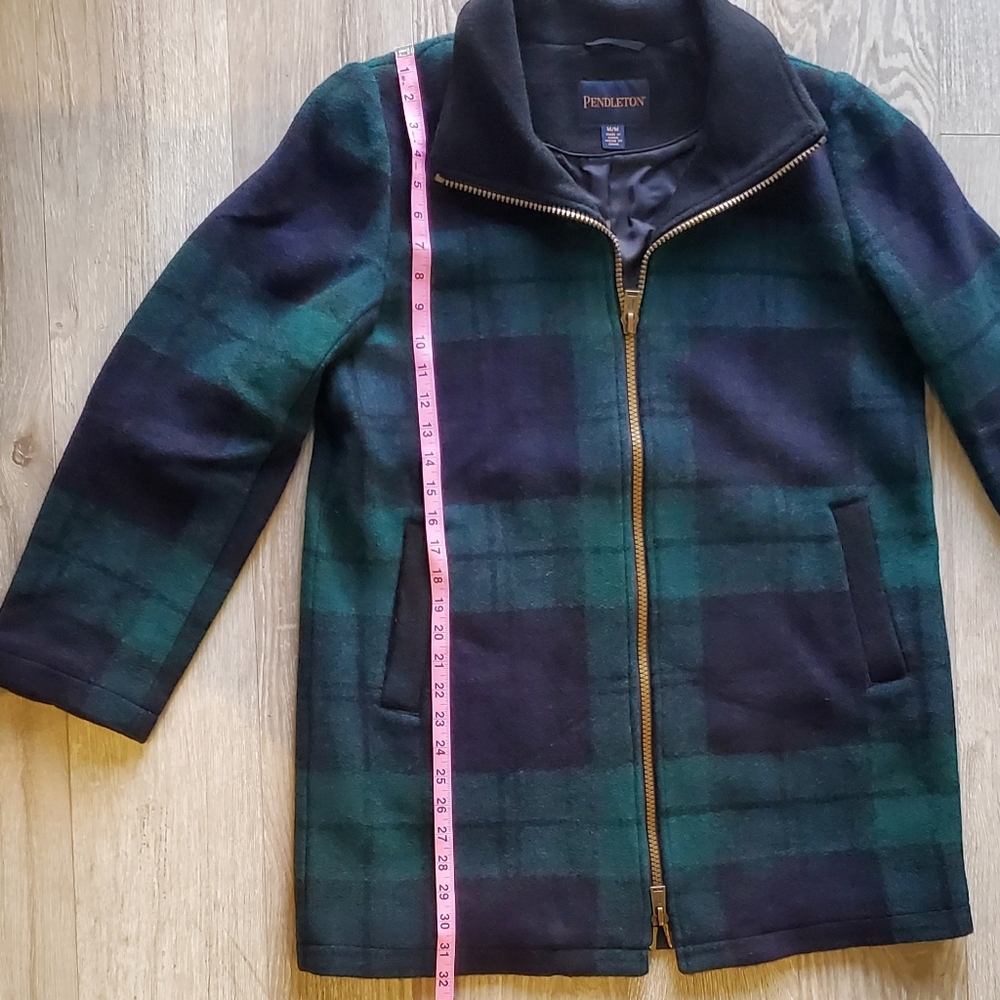 NEW Pendleton Women's Wool Blend Walker Topper Coat Green Blue Plaid - Picture 10 of 16